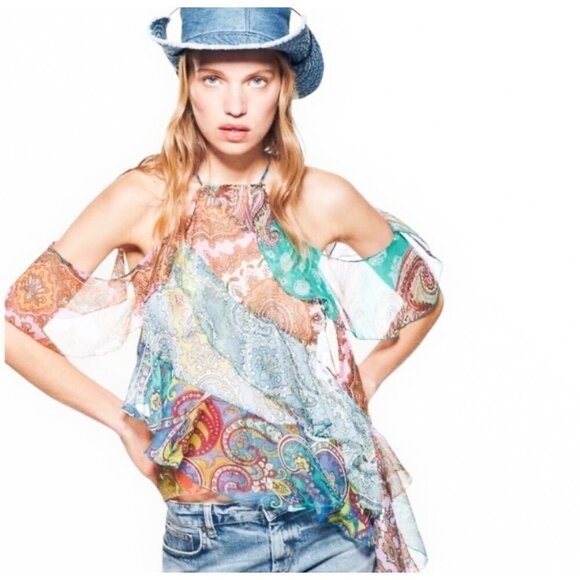 Zara Sheer Colourful Cropped Top Bundle L NWT - Picture 4 of 13